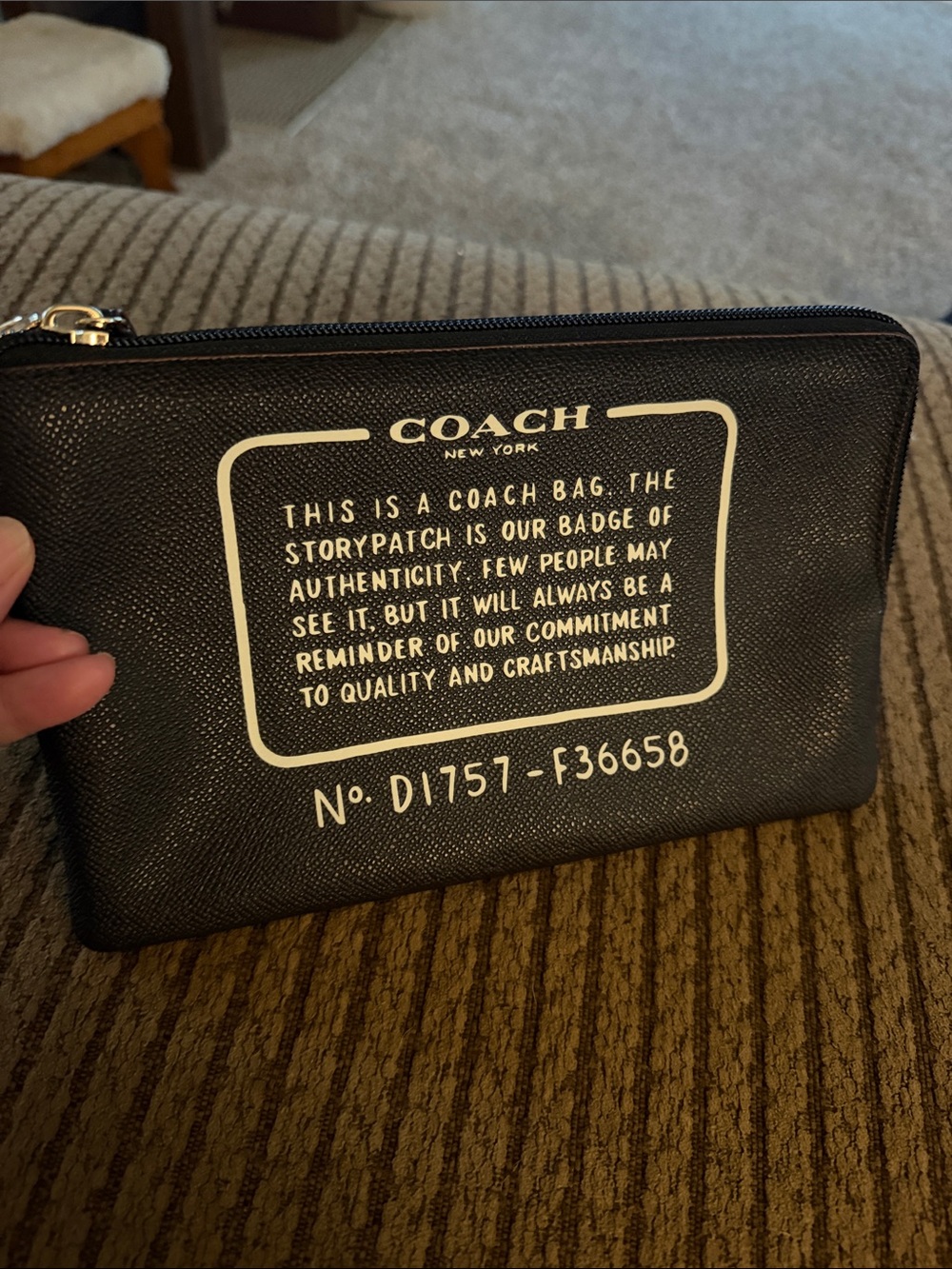 Coach Black Storypatch Zip Pouch with Cream Print